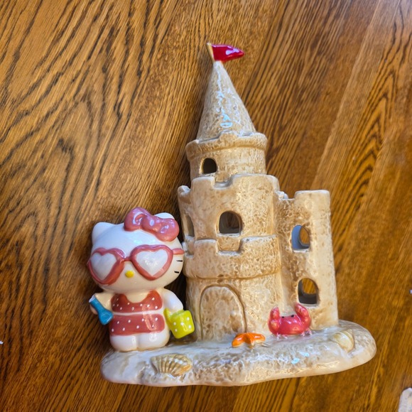 Blue Sky Hello Kitty Sand Castle Candle Holder 23456 Beach Seashell Crab Damage - Picture 7 of 11